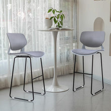 Load image into Gallery viewer, Modern Gray Plastic Bar Stools with Black Painted Legs, Set of Two Living and Home