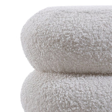 Load image into Gallery viewer, Teddy Fleece Upholstered Footstool with Wooden Legs