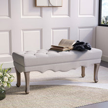 Load image into Gallery viewer, Vintage Linen Bench with Cabriole Legs Benches Living and Home Beige