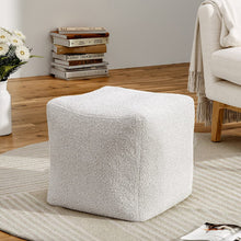Load image into Gallery viewer, White Textured Fabric Square Footstool Living and Home
