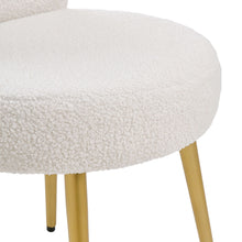 Load image into Gallery viewer, Cream Faux Fur Vanity Stool Chair with Metal Legs