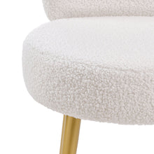 Load image into Gallery viewer, Cream Faux Fur Vanity Stool Chair with Metal Legs