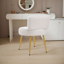 Load image into Gallery viewer, Cream Faux Fur Vanity Stool Chair with Metal Legs