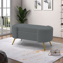 Load image into Gallery viewer, Modern White Upholstered Accent Bench with Stainless Steel Legs Benches Living and Home Grey