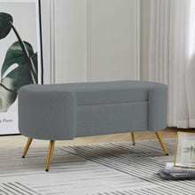 Load image into Gallery viewer, Modern White Upholstered Accent Bench with Stainless Steel Legs Benches Living and Home