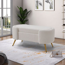 Load image into Gallery viewer, Modern White Upholstered Accent Bench with Stainless Steel Legs Benches Living and Home