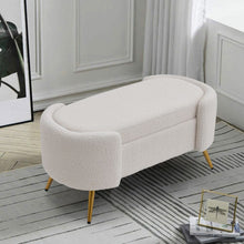 Load image into Gallery viewer, Modern White Upholstered Accent Bench with Stainless Steel Legs Benches Living and Home