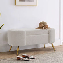 Load image into Gallery viewer, Modern White Upholstered Accent Bench with Stainless Steel Legs Benches Living and Home