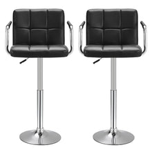 Load image into Gallery viewer, Adjustable Black Bar Stools with Soft Padding and Armrests, Set of Two Living and Home