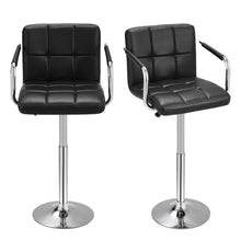 Load image into Gallery viewer, Adjustable Black Bar Stools with Soft Padding and Armrests, Set of Two Living and Home