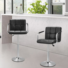 Load image into Gallery viewer, Adjustable Black Bar Stools with Soft Padding and Armrests, Set of Two Living and Home