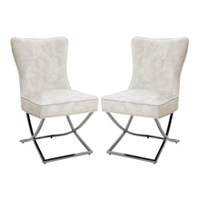 Load image into Gallery viewer, Set of 2 Beige High Back Dining Chairs with velvet Upholstered Dining Chairs Living and Home