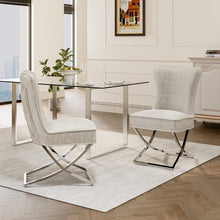 Load image into Gallery viewer, Set of 2 Beige High Back Dining Chairs with velvet Upholstered Dining Chairs Living and Home