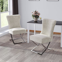 Load image into Gallery viewer, Set of 2 Beige High Back Dining Chairs with velvet Upholstered Dining Chairs Living and Home