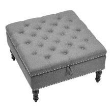 Load image into Gallery viewer, Square Linen Tufted Upholstered Ottoman with Storage Storage Footstools & Benches Living and Home