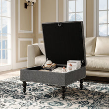 Load image into Gallery viewer, Square Linen Tufted Upholstered Ottoman with Storage Storage Footstools & Benches Living and Home