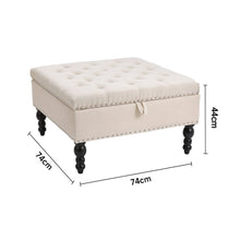 Load image into Gallery viewer, Square Linen Tufted Upholstered Ottoman with Storage Storage Footstools & Benches Living and Home