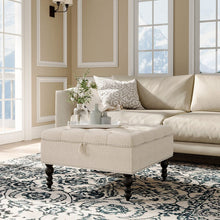 Load image into Gallery viewer, Square Linen Tufted Upholstered Ottoman with Storage Storage Footstools & Benches Living and Home