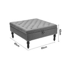 Load image into Gallery viewer, Square Linen Tufted Upholstered Ottoman with Storage Storage Footstools & Benches Living and Home