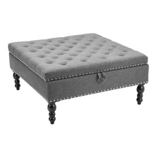 Load image into Gallery viewer, Square Linen Tufted Upholstered Ottoman with Storage Storage Footstools & Benches Living and Home