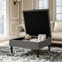 Load image into Gallery viewer, Square Linen Tufted Upholstered Ottoman with Storage Storage Footstools & Benches Living and Home