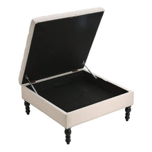Load image into Gallery viewer, Square Linen Tufted Upholstered Ottoman with Storage Storage Footstools & Benches Living and Home