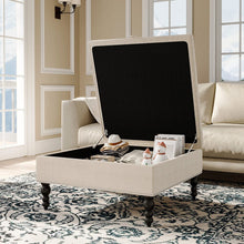 Load image into Gallery viewer, Square Linen Tufted Upholstered Ottoman with Storage Storage Footstools & Benches Living and Home