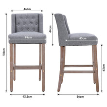 Load image into Gallery viewer, Set of 2 99cm Hight Bar Stools Linen Upholstered with Wood Legs Bar Stools Living and Home