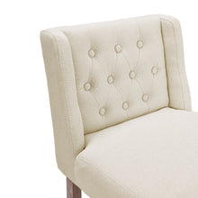 Load image into Gallery viewer, Rustic Set of 2 Bar Stools Linen Tufted with Wood Legs