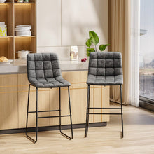 Load image into Gallery viewer, 2Pcs Grey Tufted Faux Leather Counter Height Barstool Bar Stools Living and Home
