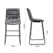 Load image into Gallery viewer, 2Pcs Grey Tufted Faux Leather Counter Height Barstool Bar Stools Living and Home