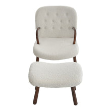 Load image into Gallery viewer, Modern White Lamb Wool Armchair with Ottoman Set Lounge Chair with Footstool Lounge Chairs Living and Home