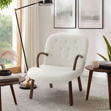 Load image into Gallery viewer, Modern White Lamb Wool Armchair with Ottoman Set Lounge Chair with Footstool Lounge Chairs Living and Home