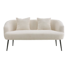 Load image into Gallery viewer, White Teddy Fabric Loveseat with Metal Legs
