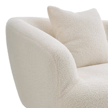 Load image into Gallery viewer, White Teddy Fabric Loveseat with Metal Legs