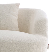 Load image into Gallery viewer, White Teddy Fabric Loveseat with Metal Legs