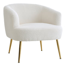 Load image into Gallery viewer, White Teddy Fabric Armchair with Metal Legs