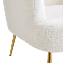 Load image into Gallery viewer, White Teddy Fabric Armchair with Metal Legs