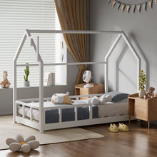 Load image into Gallery viewer, House Bed Frame Wood Toddler Bed with Safety Guard Fence Bed Frames Living and Home
