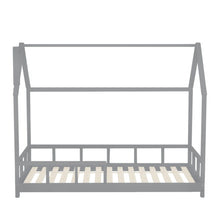 Load image into Gallery viewer, 80X160CM Grey Wooden Single House Bed for Kids Bed Frames Living and Home