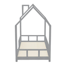 Load image into Gallery viewer, 80X160CM Grey Wooden Single House Bed for Kids Bed Frames Living and Home