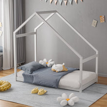 Load image into Gallery viewer, White Pine Wood House Frame Toddler Floor Bed Bed Frames Living and Home