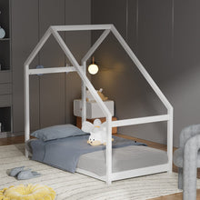 Load image into Gallery viewer, White Pine Wood House Frame Toddler Floor Bed Bed Frames Living and Home