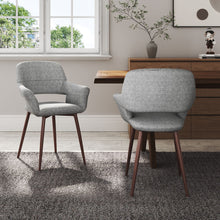 Load image into Gallery viewer, Set of 2 Linen Dinning Chairs with Metal Legs