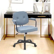 Load image into Gallery viewer, Blue Upholstered Office Chair with Armrests and Rolling Wheels Living and Home