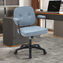 Load image into Gallery viewer, Blue Upholstered Office Chair with Armrests and Rolling Wheels Living and Home