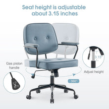 Load image into Gallery viewer, Blue Upholstered Office Chair with Armrests and Rolling Wheels Living and Home