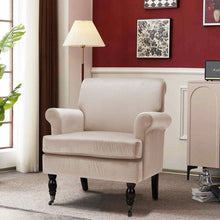 Load image into Gallery viewer, Contemporary Velvet upholstered Armchair with Casters Armchair Living and Home Beige