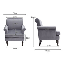 Load image into Gallery viewer, Contemporary Velvet upholstered Armchair with Casters Armchair Living and Home