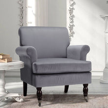 Load image into Gallery viewer, Contemporary Velvet upholstered Armchair with Casters Armchair Living and Home
